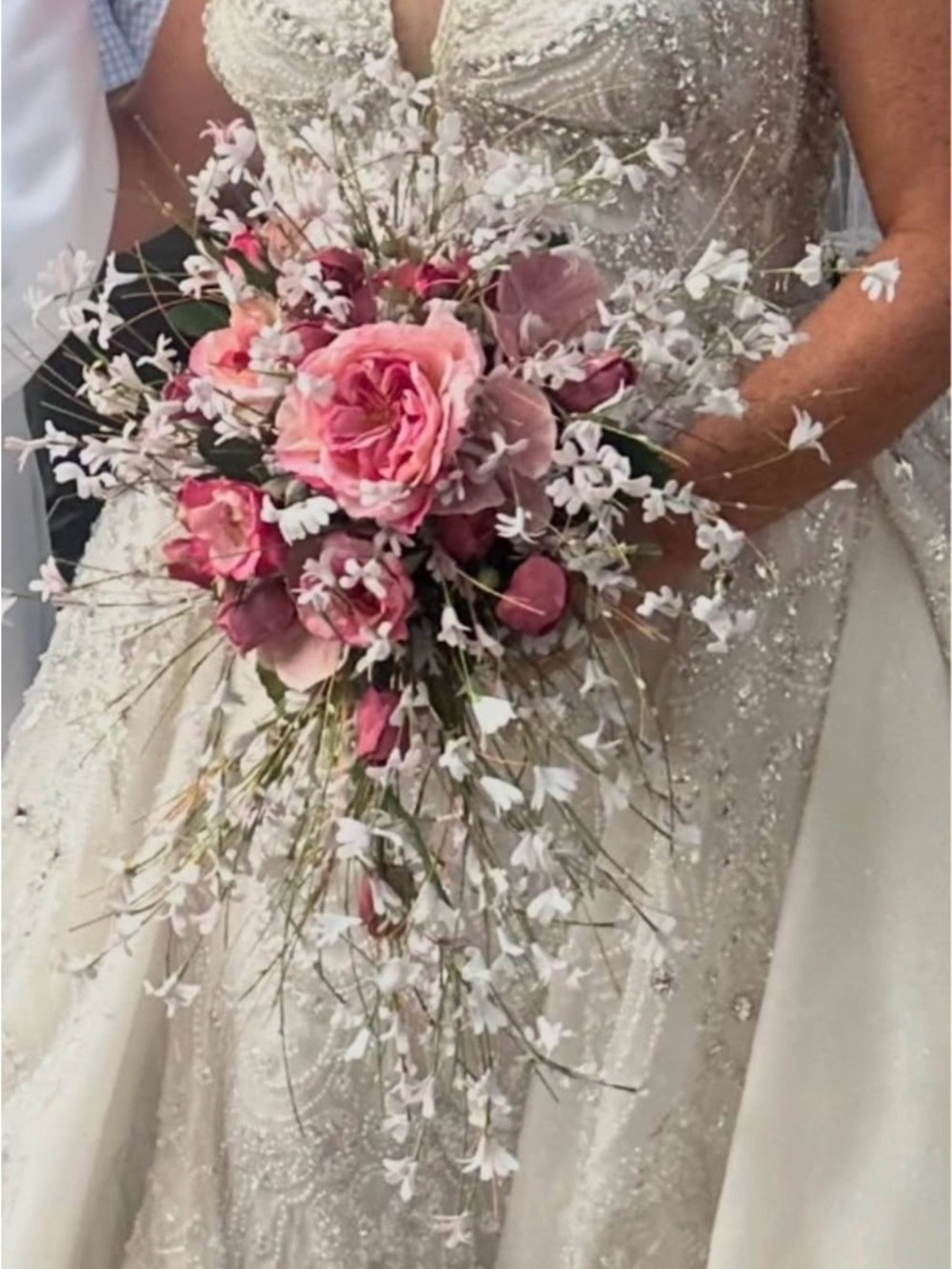 Romantic Pink Cascade Bridal Bouquet